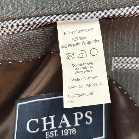 Chaps Sports Blazer 46R Gray Wool Blend 2 Button Jacket - Picture 11 of 12